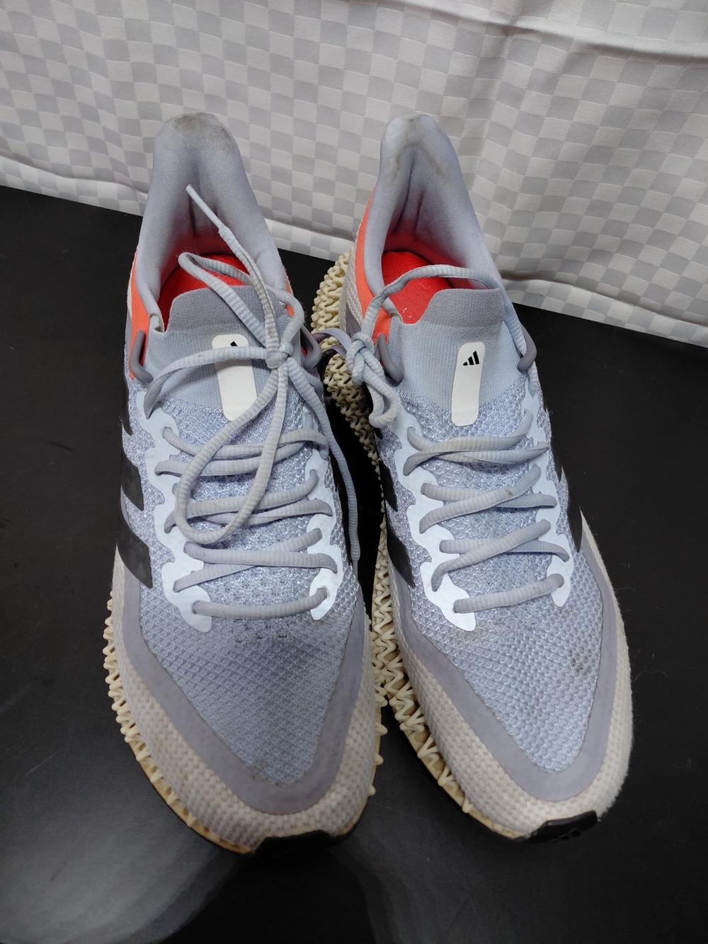 Adidas Men's Light Gray Running Shoes with Coral Accents